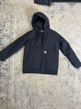 Carhartt Black Hooded Quilted-Lined Work Jacket